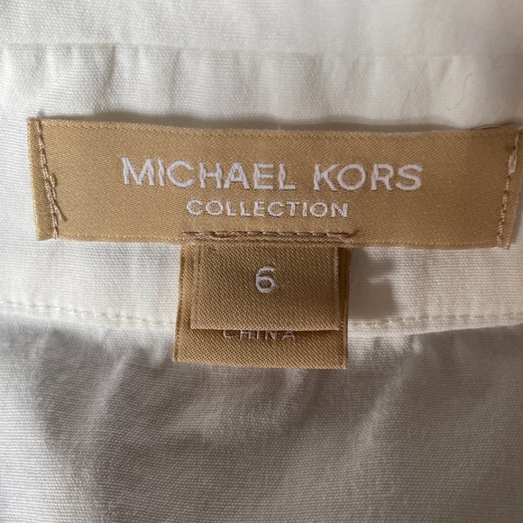Michael Kors White Button-Front Blouse Statement Buttons Ruffle Cuffs Size 6 - Picture 7 of 11